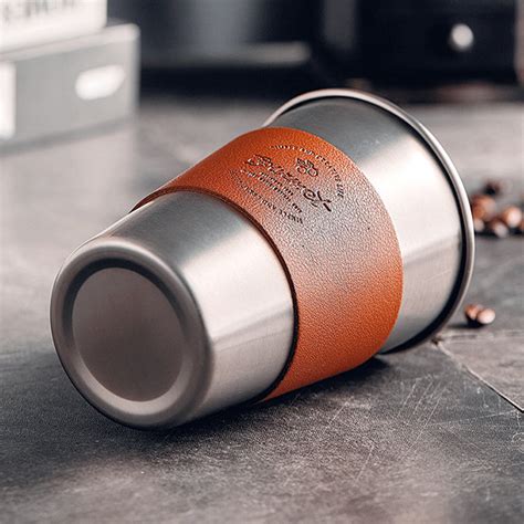 Stainless Steel Coffee Tumbler With Pu Leather Cup Sleeve Apollobox