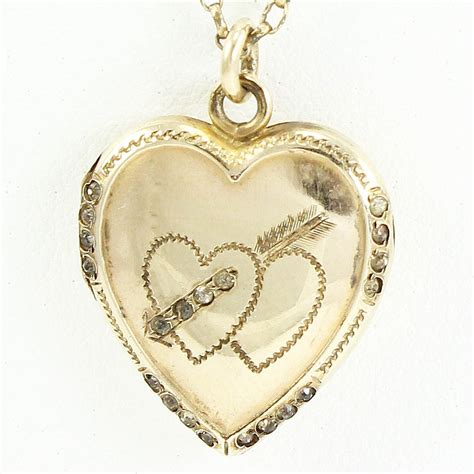 Vintage 10K Gold Filled HEART Shaped LOCKET Pendant Necklace With