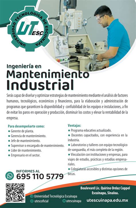 Flyer Ing Mentenimiento Industrial qr Universidad Tecnológica de