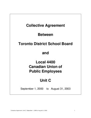 Fillable Online Collective Agreement Between Toronto District School