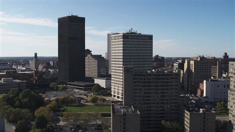 K Stock Footage Aerial Video Of Orbiting Xerox Tower And Five Star