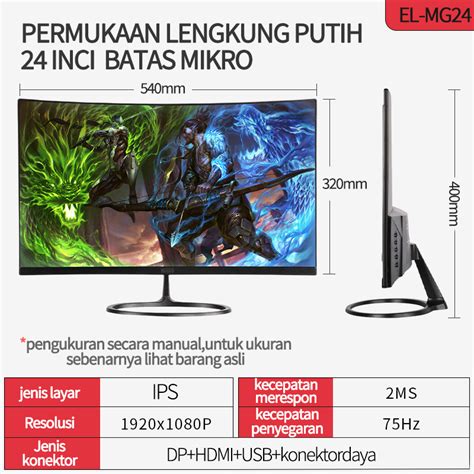 Terbaru 24 Inci Monitor Gaming 144HZ 75HZ Layar Melengkung HDMI