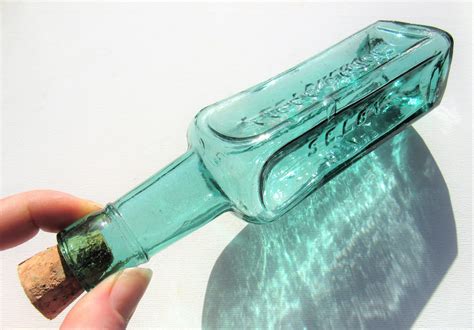 Large Teal Blue Glass Bottle With Embossed Brand Fletcher S Tiger Sauce Selby Blue Glass