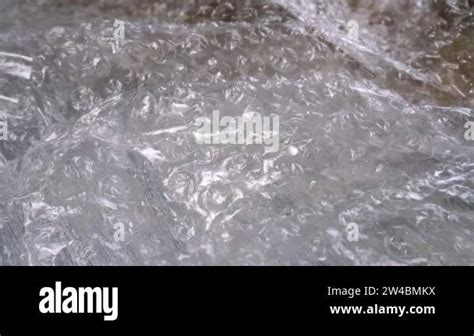 Crumpled Wrinkled Used Packaging Film Close Up Bubble Wrap