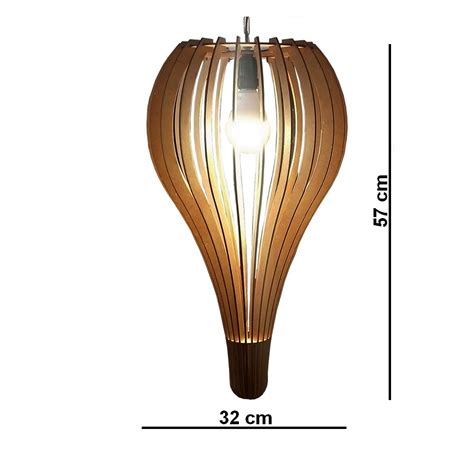 Lustre Luminária Pendente de Madeira MDF Mod Capadócia