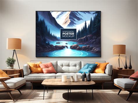 Free Elegant Living Room Horizontal Poster Mockup A Graphic World