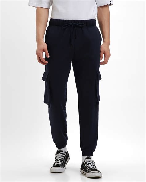 Buy Men S Blue Oversized Plus Size Cargo Joggers Online At Bewakoof