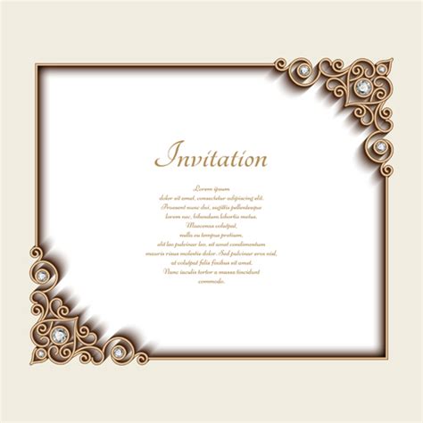 Vintage Golden Frames With Diamond Invitation Vector 03 Free Download