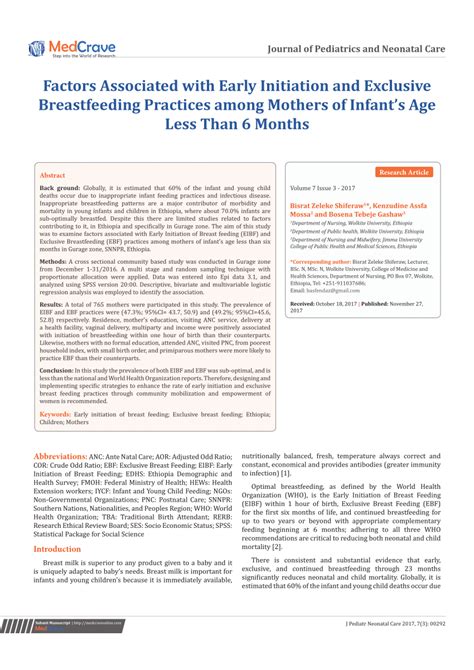 Pdf Factors Associated With Early Initiation And Exclusive