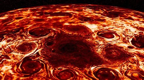 NASA’s Juno Shows Jupiter’s North Pole And Its Cyclones In Infrared 3D