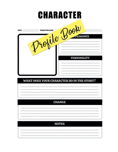 Buy Character Profile Book Character Profile Worksheets Novel Writing