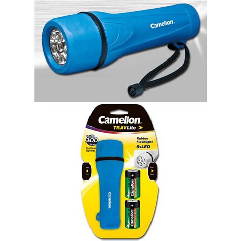 Camelion Rubber Flashlight Including 2x D R20 Batteries For Flashli