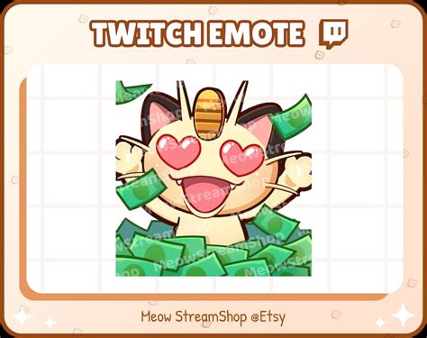 Twitch Emote Meowth Money Emote Pokemon Nyasu Emoji F R Etsy