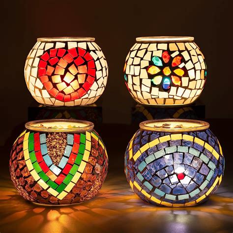 Larcenciel Mosaic Glass Candle Holder Vintage Glass Tea Light Holdervasepen Holder Romantic