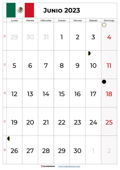 Descargar Calendario Junio 2023 México