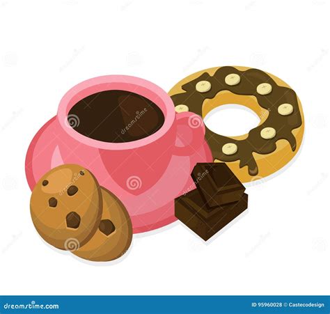 Coffee Cup And Sweets Delicious Vector Stock Vector Illustration Of