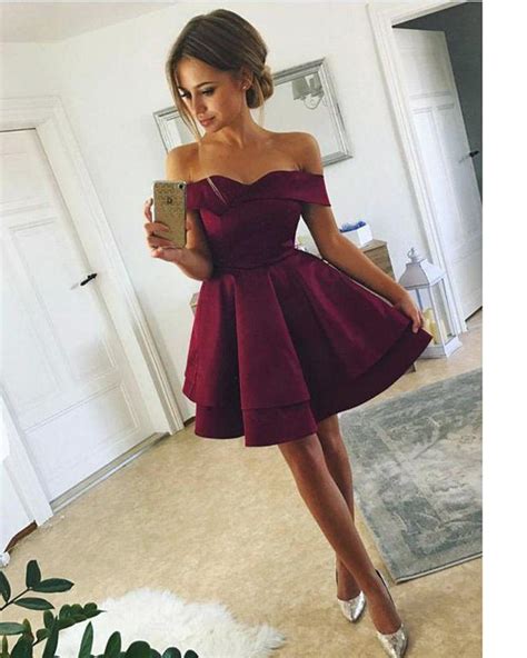 Lp1016off The Shoulder Homecoming Dressshort Prom Dresssatin Juniors