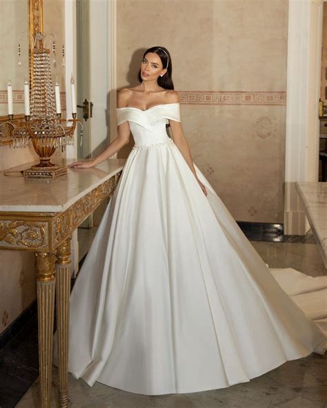 Off The Shoulder Ball Gown Wedding Dress Hi Miss Puff