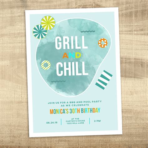 Summer Pool Party And Bbq Invitation Pool Party Invitation Etsy