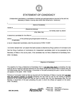 Fillable Online Statement Of Candidacy Fax Email Print Pdffiller