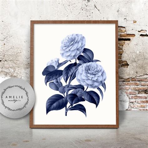 Blue Flower Wall Art Digital Printable Download Vintage Botanical Print