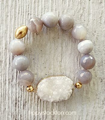 Gorgeous Gray Agate and Druzy Bracelet - The Carmichael Bracelet