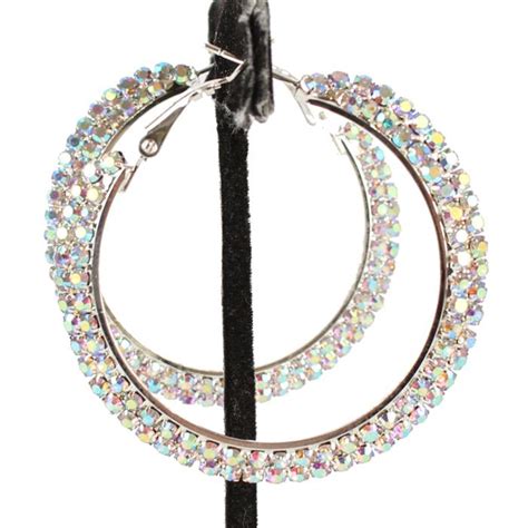 Rhinestone Line Hoop Earring Ddflimport Wholesale Fashion