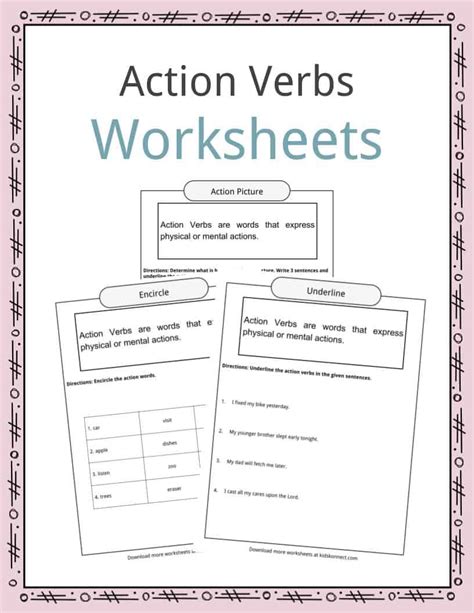 Action Words Worksheets For Kids