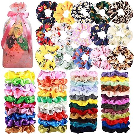 Amazon ZZICEN Satin Scrunchies 60 Colors Silk Scrunchies Hair