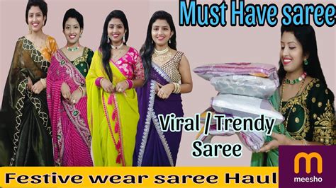 Meesho Festive Wear Saree Haul Meesho Viral Saree Meesho Trendy Saree