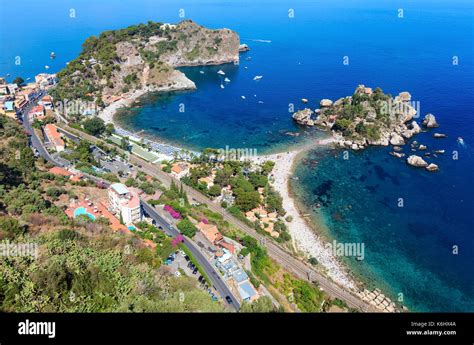 Beautiful Taormina panoramic view from up (Stairs to Taormina), Sicily ...