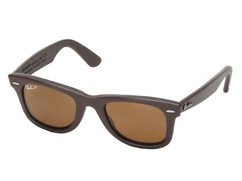 Ray-ban Rb2140 Leather-Wrapped Wayfarer Polarized 50Mm in Brown (Brown ...