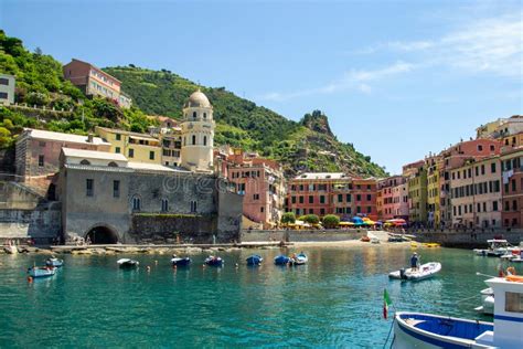 View Of The Beautiful Seaside Of Vernazza Village In Summer In The