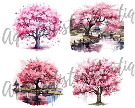 Watercolor Sakura Tree Digital Download Wall Art - Etsy