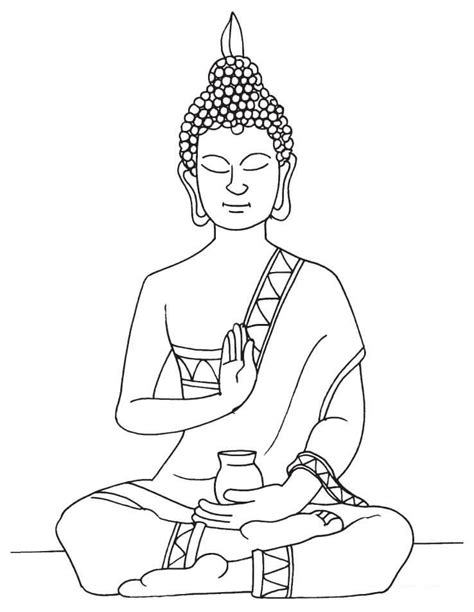 Buddha Meditating Under Bodhi Tree Coloring Page Sketch Coloring Page