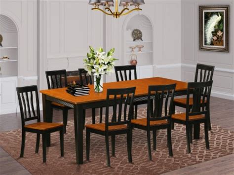 East West Furniture Quincy 9 Piece Dining Set With Wood Seat In Black