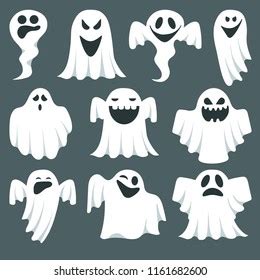 Halloween Ghosts Holiday Horror Collection Comic Stock Vector Royalty