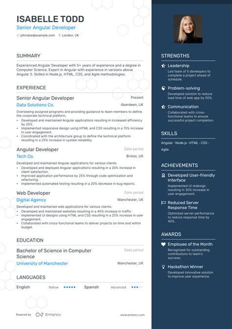 Angular Developer Resume Examples Guide For