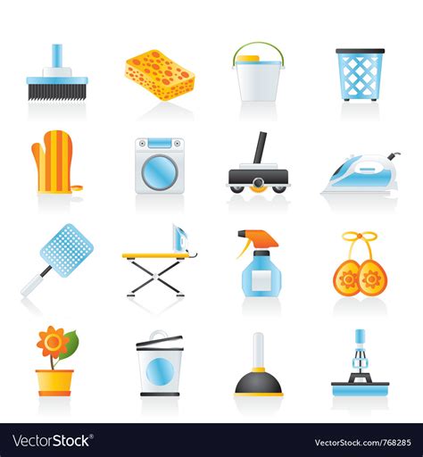 Household Objects And Tools Icons Royalty Free Vector Image