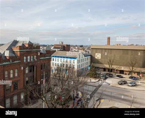 Aerial Of Downtown Hanover Pennsylvania Next To The Square Stock Photo