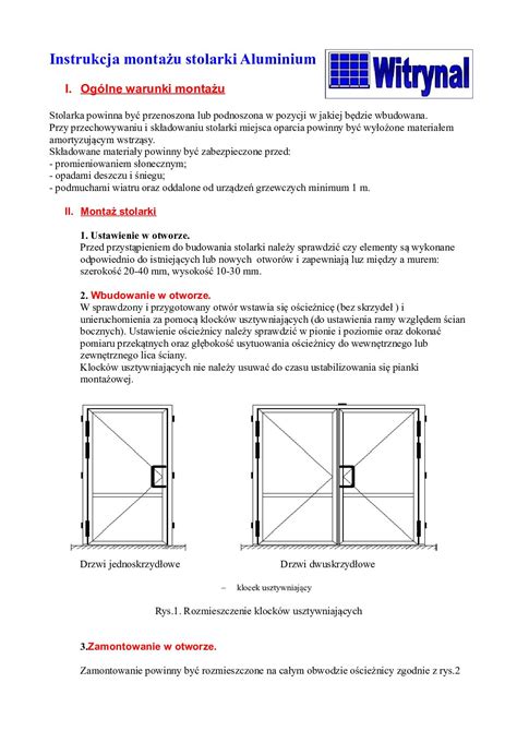 Instrukcja montażu drzwi aluminiowych Witrynal okna i drzwi