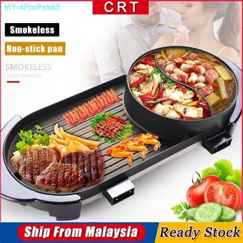 Promo Crt In Electric Hot Pot Bbq Pan Grill Hotpots Steamboat Multifunction Frying Cooker