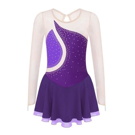 Iixpin Justaucorps Robe De Patinage Artistique Pour Fille Enfant Strass