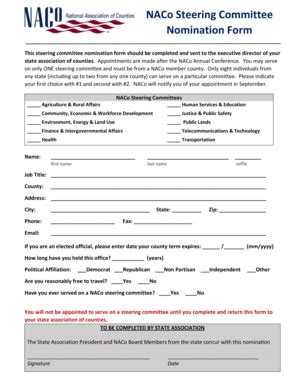 Fillable Online Naco Naco Steering Committee Nomination Form Naco Fax