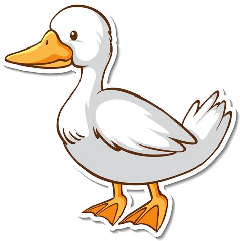 Sticker Design With A White Duck Isolated 2939148 Vector Art At Vecteezy