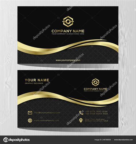 Luxury Elegant Black Gold Business Cards Template Black Background