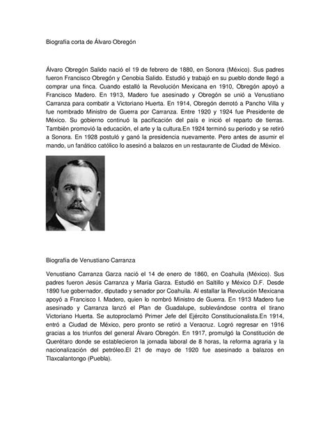 DOCX Biografía Corta de Álvaro Obregón DOKUMEN TIPS