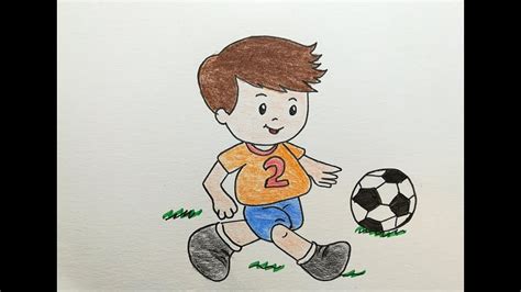 تعليم الرسم للمبتدئين رسم سهل ولد يلعب كرة قدم How To Draw A Boy