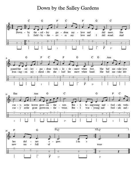 Down By The Salley Gardens Uke Tabs Pdf