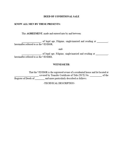 Deed Of Conditional Sale Pdf